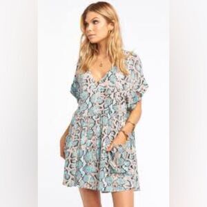 SHOW ME YOUR MUMU| Odessa Tunic Dress Blue Snake Print Sz XS
